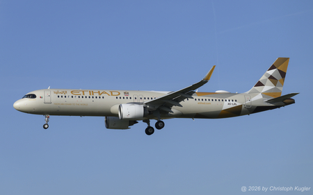 Airbus A321-251nx | A6-LRL | Etihad Airways  |  This Airbus A321neo just entered service less than a months ago. It is seen here arriving from Abu Dhabi as flight ETD143. | Z&UUML;RICH (LSZH/ZRH) 09.04.2026