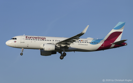 Airbus A320-214 | D-AEWK | Eurowings  |  This Airbus A320 of Eurowings is seen here arriving from Berlin as flight EWG8760. This particular plane was painted in the Kvaner - Croatia special colors between NOV2018 and FEB2020. | Z&UUML;RICH (LSZH/ZRH) 09.04.2026