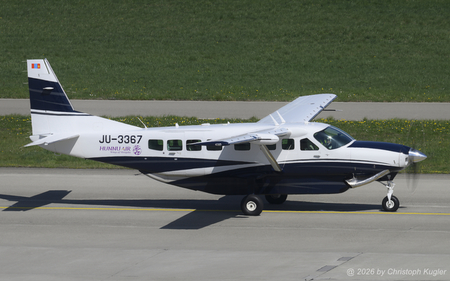 Textron Cessna 208 B EX Grand Caravan | JU-3367 | Hunnu Air  |  This Textron Cessna 208 is seen here arriving from Linz on its delivery flight to Mongolia. The aircraft will spend a few days here in Z&uuml;rich before continuing its journey. | Z&UUML;RICH (LSZH/ZRH) 11.04.2026