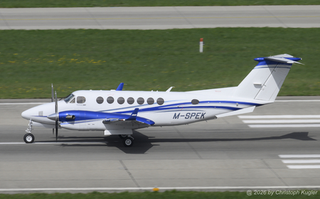 Textron King Air 360 | M-SPEK | untitled  |  This King Air 360 is seen here departing for Guernsey, where the aircraft is normally based.  | Z&UUML;RICH (LSZH/ZRH) 17.04.2026