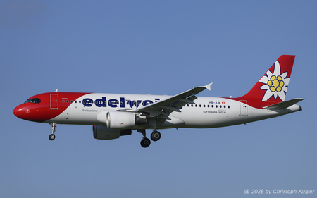 Airbus A320-214 | HB-JJK | Edelweiss Air  |  This is the sole flight of Edelweiss Air arriving in the early hours of the day in Zurich. It is flight EDW171 from Tbilisi. | Z&UUML;RICH (LSZH/ZRH) 22.04.2026