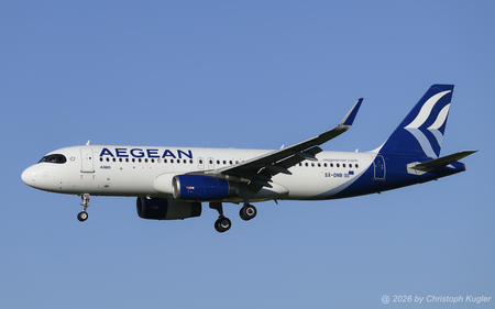 Airbus A320-232 | SX-DNB | Aegean Airlines  |  Aegean Airlines currently operates 32 Airbus A320 with an additional 13 being parked due to the ongoing engine problems worldwide. This particular aircraft is one of only 7 Airbus A320ceo equipped with sharklets. | Z&UUML;RICH (LSZH/ZRH) 24.04.2026