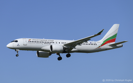 Airbus A220-300 | LZ-AMS | Bulgaria Air  |  Bulgaria Air is operating a total of 7 Airbus A220, one o fthem is LZ-AMS which is seen here arriving as flight LZB491 from Sofia. The registration of all Airbus A220 aircraft consist of the 3-letter code of a destination operated by Bulgaria Air. | Z&UUML;RICH (LSZH/ZRH) 24.04.2026