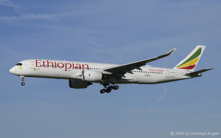 Airbus A350-941 | ET-AUA | Ethiopian Airlines  |  Several aircraft of Ethiopian Airlines now have received a small sticker for the 80th anniversary of the airline.  | Z&UUML;RICH (LSZH/ZRH) 27.04.2026