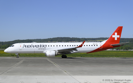 Embraer ERJ-195AR | HB-JVJ | Helvetic Airways  |  This Embraer ERJ-195 of Helvetic Airways is seen here as flight DLH9801 to Munich. Lufthansa needs additional aircraft to compensate for the shutdown of Lufthansa Cityline. | Z&UUML;RICH (LSZH/ZRH) 30.04.2026