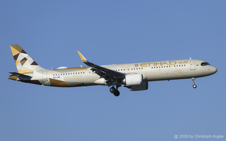 Airbus A321-251nx | A6-LRE | Etihad Airways  |  This Airbus A321neo of Etihad Airways is already the second aircraft with this registration. The first one was a Boeing 777-200 which is now stored at Teruel in Spain. | Z&UUML;RICH (LSZH/ZRH) 01.05.2026