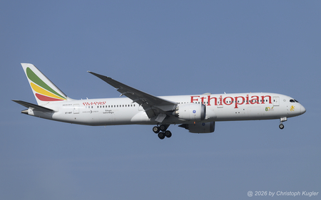 Boeing 787-9 | ET-AXT | Ethiopian Airlines  |  Ethiopian Airlines is operating a total of 18 Boeing 787-8 and 10 Boeing 787-9. Currently, most of the flights from Addis Ababa are done mostly using the shorter Boeing 787-8 and only few see the longer Boeing 787-9. | Z&UUML;RICH (LSZH/ZRH) 25.05.2026