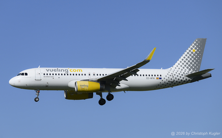 Airbus A320-232 | EC-MFM | Vueling Airlines  |  This Airbus A320 of Vueling Airlines was delivered on 29 APR 2015 to the current airline. It is seen here operating flight VLG3970 from Barcelona. | Z&UUML;RICH (LSZH/ZRH) 29.05.2026