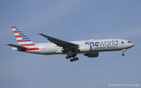 Boeing 777-223ER | N791AN | American Airlines  |  This Boeing 777-200 of American Arilines promotes the membership to the oneworld alliance. The airline operates a total of 47 aircraft of this type, but only two with the oneworld titles. | Z&UUML;RICH (LSZH/ZRH) 31.05.2026