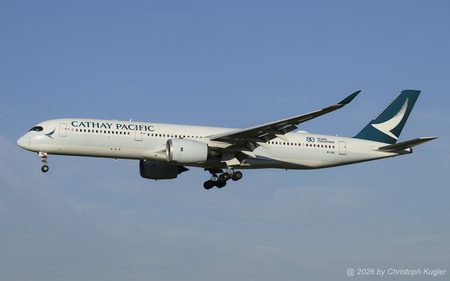 Airbus A350-941 | B-LRD | Cathay Pacfic  |  Cathay Pacific's flight CPA382 often arrives before 7:00 am and then lands on runway 34. However, if the landing is after 7 am, the aircraft will land on runway 14 as seen here. | Z&UUML;RICH (LSZH/ZRH) 13.07.2026