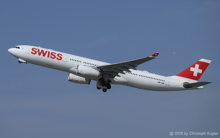 Airbus A330-343E | HB-JHE | Swiss International Air Lines  |  This Airbus A330-300 of Swiss International Air Lines is seen here departing runway 16 on its flight LX6 to Chicago. | Z&UUML;RICH (LSZH/ZRH) 16.07.2026
