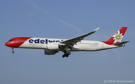 Airbus A350-941 | HB-IHB | Edelweiss Air  |  This Airbus A350 of Edelweiss Air is seen here approaching runway 14 in Zurich as flight WK19 from Halifax. | Z&UUML;RICH (LSZH/ZRH) 20.07.2026