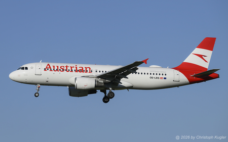 Airbus A320-214 | OE-LBS | Austrian Airlines  |  This Airbus A320 of Austrian Airlines is seen here approaching runway 14 in Zurich as flight OS131 from Vienna. The aircraft is flying with the same carrier for more than 26 years. | Z&UUML;RICH (LSZH/ZRH) 22.07.2026