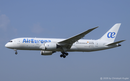 Boeing 787-8 | EC-NVZ | Air Europa  |  This Boeing 787-8 was initially leased from Norse Atlantic Airways until MAR 2025. It is seen here arriving from Madrid as flight UX1675. Normally this flight is run by a Boeing 737-800 | Z&UUML;RICH (LSZH/ZRH) 31.07.2026