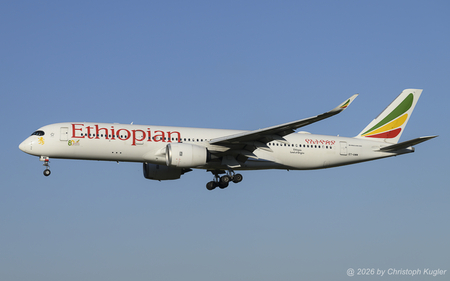 Airbus A350-941 | ET-AWM | Ethiopian Airlines  |  The Airbus A350 of Ethiopian Airlines have also received the 80 years 1946 - 20226 sticker.  | Z&UUML;RICH (LSZH/ZRH) 13.08.2026