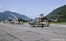 Aerospatiale AS332 M1 Super Puma | T-322 | Swiss Air Force  |  Flightline of the 3 helicopter after their return from Albania | ALPNACH (LSMA/---) 26.07.1999