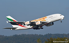 Airbus A380-861 | A6-EOU | Emirates Airline  |  Expo 2020 Dubai.UAE sticker in orange | Z&UUML;RICH (LSZH/ZRH) 16.10.2021