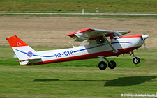 Reims-Cessna 152 | HB-CYP | private (Flugsportgruppe Zürcher Oberland)  |  This Reims/Cessna 152 is using the facilities at Hagenbuch for some landing exercise. The aircraft belongs to the Flugsportgruppe Zürcher Oberland and is based at Speck-Fehraltorf.  | HAGENBUCH (LSXX/---) 15.08.2025
