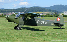Piper PA-18-150 Super Cub | HB-PAV | private  |  This Piper PA-18 is one of 4 aircraft of this type used by the Swiss Air Force. | BIRRFELD (LSZF/---) 28.06.2025