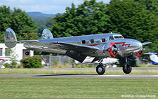 Lockheed L.12A Electra Junior | NC18125 | untitled (Fliegermuseum Altenrhein)  |  This Lockheed L.12A Electra Junior is touching down on runway 08 at Birrfeld. | BIRRFELD (LSZF/---) 28.06.2025