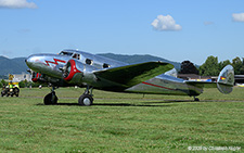 Lockheed L.12A Electra Junior | NC18125 | untitled (Fliegermuseum Altenrhein)  |  This Lockheed L.12A Electra Junior is taxing towards the parking for the visiting aircraft. | BIRRFELD (LSZF/---) 28.06.2025