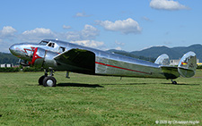 Lockheed L.12A Electra Junior | NC18125 | untitled (Fliegermuseum Altenrhein)  |  This Lockheed L.12A Electra Junior is about to enter the parking for the visiting aircraft, | BIRRFELD (LSZF/---) 28.06.2025