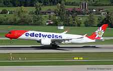 Airbus A350-941 | HB-IHF | Edelweiss Air  |  This Airbus A350-900 of Edelweiss Air about to touch down on runway 28 in Zurich. It is operating flight EDW403 from Prishtina. | Z&UUML;RICH (LSZH/ZRH) 04.10.2025