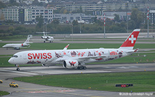 Airbus A350-941 | HB-IFA | Swiss International Air Lines  |  The first Airbus A350 of Swiss International Airlines has just landed on runway 16 in Zurich. During the delivery flight, the aircraft was intercepted by 2 F-18s of the Swiss Air Force. | Z&UUML;RICH (LSZH/ZRH) 09.10.2025