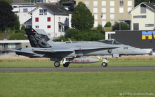 McDonnell Douglas F/A-18C Hornet | J-5018 | Swiss Air Force  |  This F/A-18C Hornet used to be the squadron plane of Fl St 18 which has been merged as of 01JAN2026 together with Fl St 17 to the new Fl St 35. | EMMEN (LSME/---) 02.07.2026