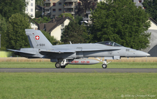 McDonnell Douglas F/A-18C Hornet | J-5011 | Swiss Air Force  |  This F-18 of the Swiss Air Force has been flying with a coloured tail for many years. It is now back in the boring grey scheme | EMMEN (LSME/---) 02.07.2026