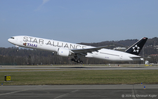 Boeing 777-3ALER | HS-TKQ | Thai Airways International  |  This Boeing 777-300 of Thai Airways International only recently received the Star Alliance paintjob. It is seen here departing Zurich on runway 28. | Z&UUML;RICH (LSZH/ZRH) 26.02.2026
