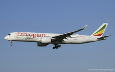 Airbus A350-941 | ET-AVE | Ethiopian Airlines  |  This Airbus A350-900 of Ethiopian Airlines has a large Celebrating our 10th A350 sticker applied as well as a small 80 years stick just behind the first door. | Z&UUML;RICH (LSZH/ZRH) 07.08.2026