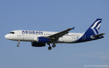 Airbus A320-232 | SX-DGJ | Aegean Airlines  |  This Airbus A320 of Aegean Airlines also saw service with Olympic Air and was already photographed then. It is seen now arriving as flight A3534 from Thessaloniki. | Z&UUML;RICH (LSZH/ZRH) 24.08.2026